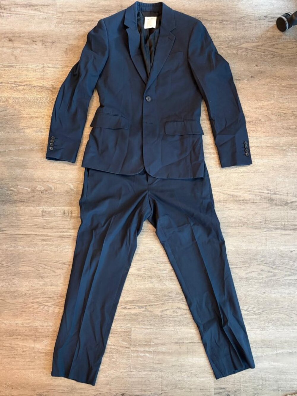 Sandro Paris Men’s Navy Cotton 2-Piece Suit Jacket sz 44 Pants sz 38